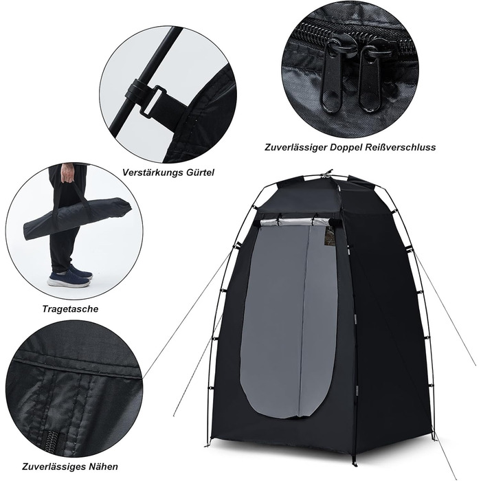 CLIPOP Намет Pop-Up, водонепроникний, легкий, одношаровий, для весняного кемпінгу, простий у встановленні – для пляжу, походів, фестивалів, на відкритий простір, чорний