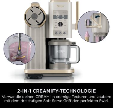 Ninja CREAMi Ice Cream Maker Stone Gold NC701EUSTGD: 13 функцій, 2 контейнери для морозива, сорбету, шейків
