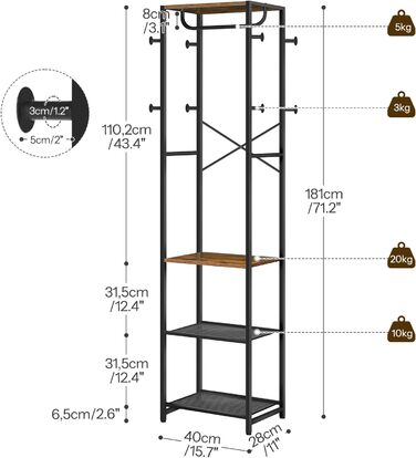 HOOBRO Взуттєва шафа з полицями для одягу та взуття, білий та дерев'яний колір, модель EWN04YM01