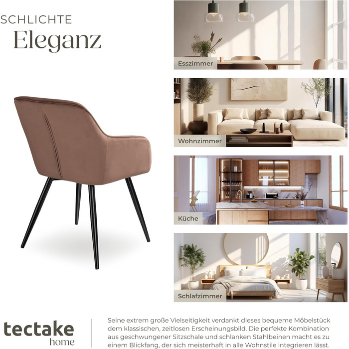 Тумба Teka з м'яким сидінням з велюру, крісло для вітальні, оббитий офісний стілець з чорними металевими ніжками, стілець для туалетного столика - коричневий/чорний (1 шт.)