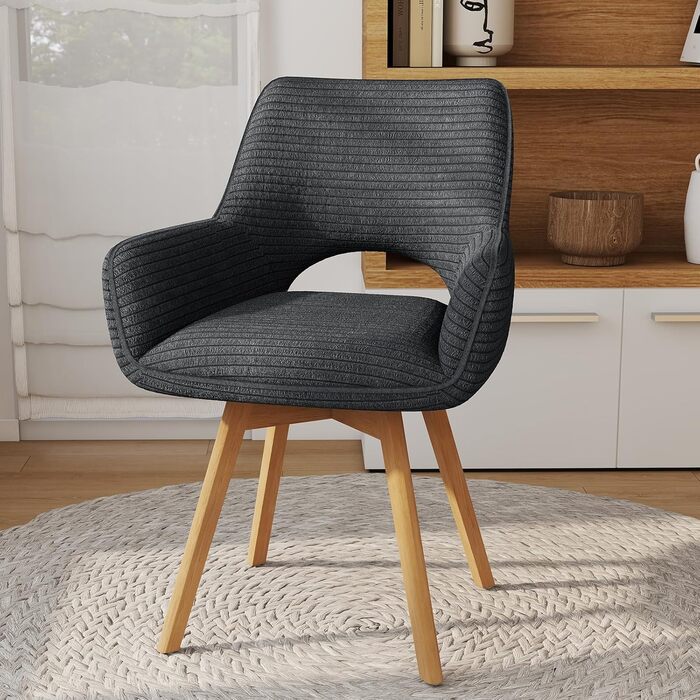 Набір з 4 обертових стільців для їдальні з підлокітниками, м'який стілець з металевими ніжками, оксамитовий, бежевий