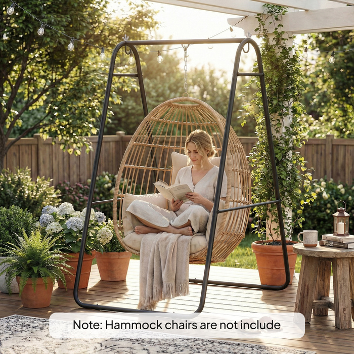 Стійка для гамака, вантажопідйомність 150 кг, для внутрішнього та зовнішнього використання, Чорна