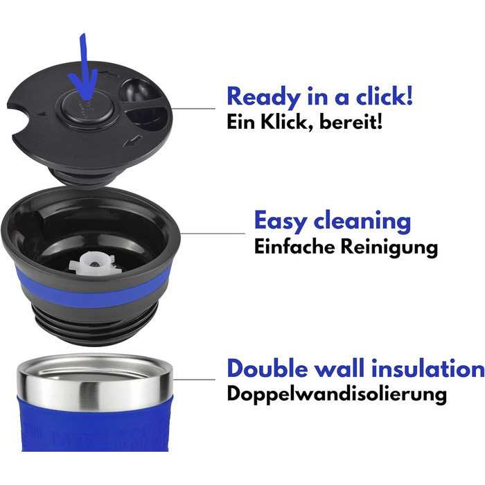 Термокружка Milu 450мл/370мл з нержавіючої сталі, 100% захист від протікання, для кави, подорожей, авто