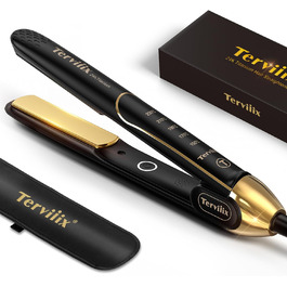 Широкі пластини Terviiix Straightener, з пластинами 100 чистого титану, широкий випрямляч для густого волосся, випрямляч для локонів і випрямлення, для випрямлення та хвиль, PTC Швидке нагрівання, подвійний натяг (25 мм)