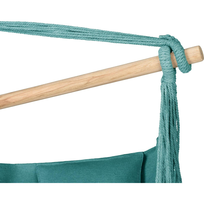 Підвісне крісло-гойдалка з подушкою 100x130x75 см, до 150 кг, для саду та дому, бохо стиль (Турквіс)