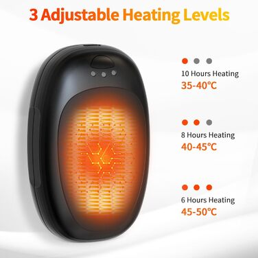 Електричні грілки для рук, 2 шт. - багаторазові, з 3 режимами нагріву, для дітей та дорослих, чорного кольору