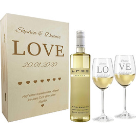 Подарунковий набір для келихів для вина - Келихи з гравіюванням - Подарункові набори для вина-весільні подарунки-Подарунки для пар-біле вино- (любов)