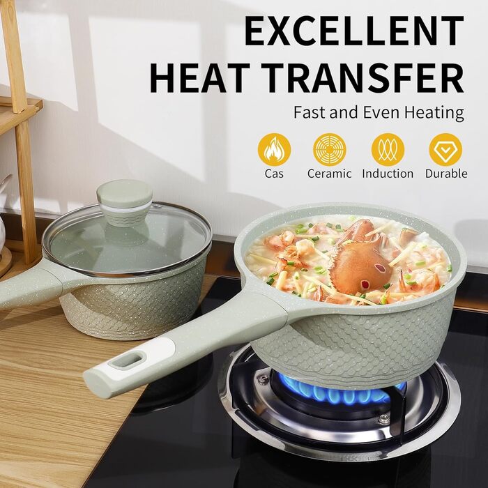 Сковорода для крепів DYGG Induktion 28 см з антипригарним покриттям Granit - для млинців, панкейків, доса з холодним ручкою (набір каструль 2шт 16+18)