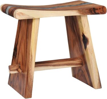 Дзеркальний табурет з масиву акації для ванної кімнати 50x30x45 см, Polyresin