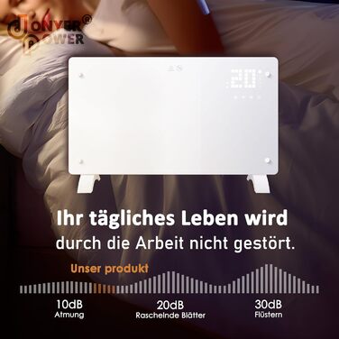 Конвектор DONYER POWER 2500W з Wi-Fi, 24H таймер, дистанційне керування, скло (1.5kW, білий)