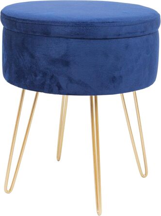 Пуф з бархатом Harbour Housewares: кругла модель, 45x36 см з місцем для зберігання | Пуф для вітальні, туалетного столика, спальні