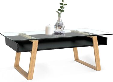 Письмовий стіл bonVIVO - Скляна стільниця, бамбукова рама - Сучасний письмовий стіл