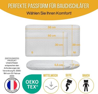 Дитяча подушка Inphysio з memory foam - бамбукова тканина, гіпоалергенна - для комфортного сну - ергономічна подушка для шиї - 50 x 30 x 5,5 см (перлова)