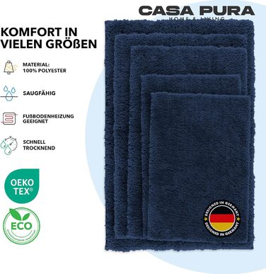 М'який килимок для ванної кімнати Casa Pura Sky Soft 80x150 см, Marineblau (морський блакитний)