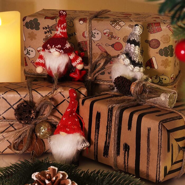 Підвіска Санта-Клауса com-four 9 шт. преміум-класу для різдвяної ялинки, чарівні фігурки на ялинці, підвіска у вигляді підвіски на дереві, різдвяні прикраси (дизайн в смужку 54 точки)
