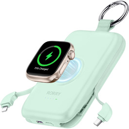 З кабелями, сумісний з iPhone та Apple Watch, зелений, 10000mAh PD 20W