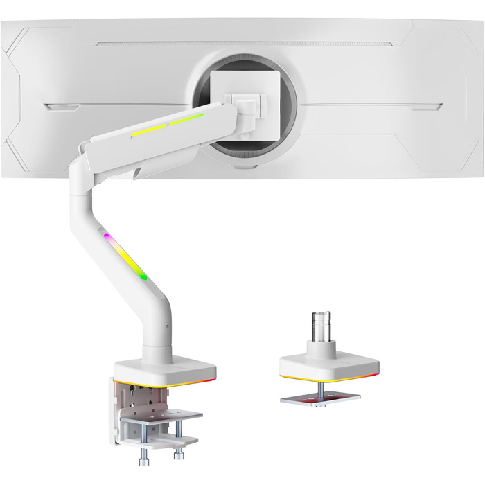 Кріплення для монітора ARES WING Ergonomic RGB, 17-49 дюймів, регульоване по висоті, поворотне, нахильне, RGB LED (білий)