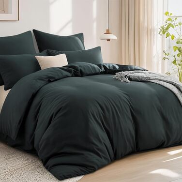 Комплект постільної білизни RUIKASI з бавовни 4-х частинний (200x200 см) сірий - комплект постільної білизни з ремінцем, двоколірний комплект 2 шт. антрацит та світло-сірий