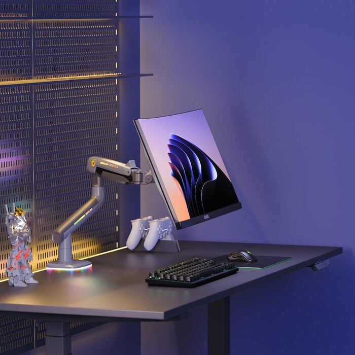 Кріплення для монітора NB Ergonomic для широких моніторів до 60 дюймів, RGB, навантаження до 20 кг, VESA 75/100 (Lake Blue)
