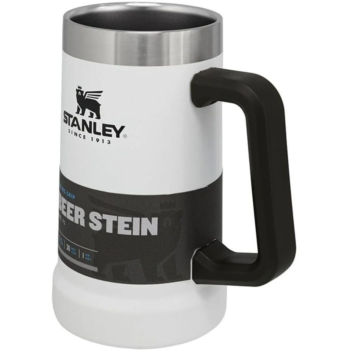 Термокружка Stanley Adventure Vacuum Stein 709 мл - Білий (Polar White) | Зручна ручка, 7 годин холоду, для пива, миється в посудомийній машині