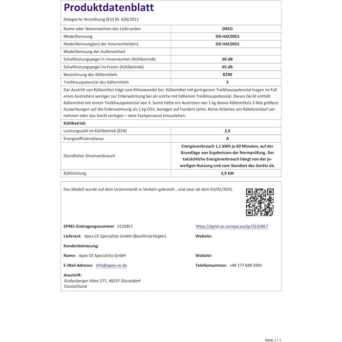 Мобільний кондиціонер Dreo 10000 BTU з охолодженням без дренажу, керуванням через додаток/голос/пульт, таймером 24 години та функцією вентилятора/зневожувача, AC515S