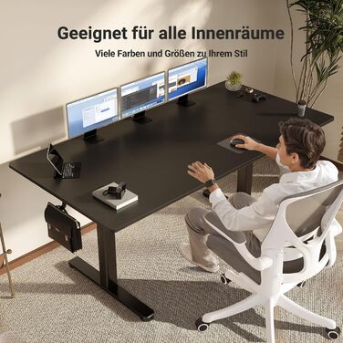 Регульований стіл Claiks 120x60 см, електричний, з пам'яттю, з гачками | Стіл для стоячи та сидячи