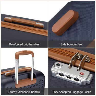 Набір валіз KONO з ABS пластику (4 шт.) - білий колір, 75x48x29 см, з TSA замком