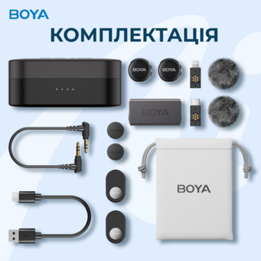 Бездротовий мікрофон BOYA LINK 3-01 Type-C/TRS/Lightning Black