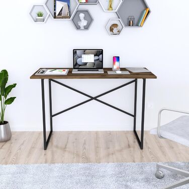 Письмовий стіл Tjeldsund Офісний стіл з металевим каркасом Робочий стіл для домашнього офісу Комп'ютерний стіл в промисловому дизайні (Дуб антик, 120x60x75см)
