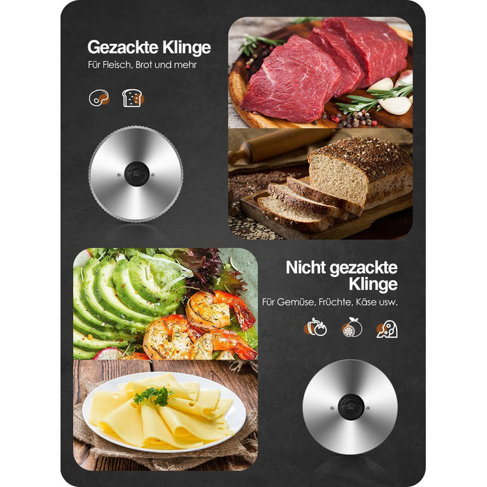 Електричний слайсер YASHE SL-518 - 250W, з регулюванням товщини 0-15 мм, 2 леза з нержавіючої сталі, безпечний, з присосками