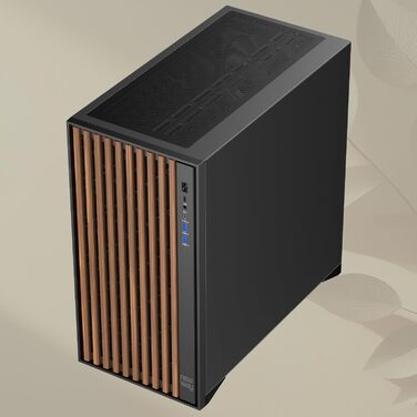 Корпус для ПК NEWWAY NW1 2024, дерев'яний, середній Tower, ATX/Micro-ATX/ITX, 3x140 мм PWM вентилятори, USB Type-C, скляна бокова панель, білий
