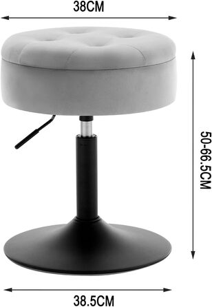 Крісло для туалетного столика WOLTU BH329sz-1, сіре, з оббивкою з велюру, з місцем для зберігання, регульоване по висоті, 360° обертання
