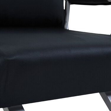 Диван-ліжко HOMCOM 2-в-1 з регульованою спинкою 65L x 77W x 80H см, знімний чохол, подушка, стійкий і стійкий до іржі, поліестер чорний