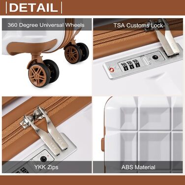 Набір валіз KONO 4 шт. з ABS-пластику з TSA замком (M, L, XL) - білий