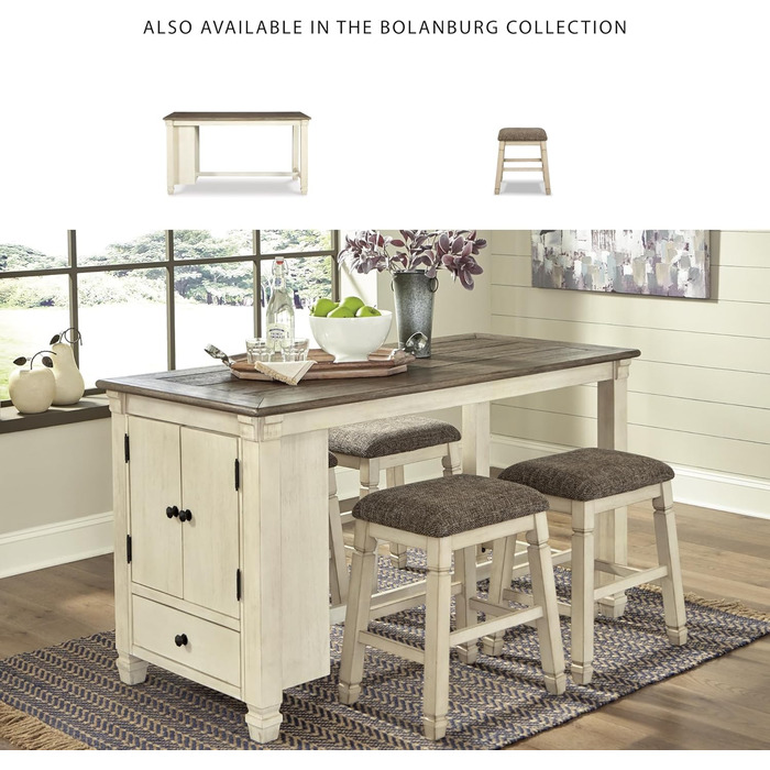 Крісло-пуф Signature Design By Ashley Bolanburg, 2 шт., у стилі casual, античний білий колір