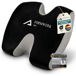 Ортопедична подушка для сидіння - преміум якість, 3D Memory Foam, для офісу та авто, OEKO-TEX-100, чорна (60-100 кг)