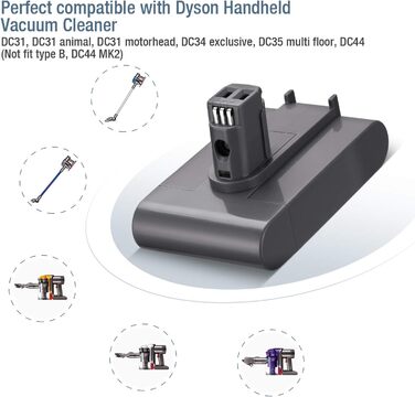 Змінна батарея PowerExtra 22,2 В 4000 мАг для Dyson DC31/DC34/DC35/DC44 (лише тип A)