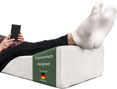 Піднімна подушка для ніг WELL B4 - середній розмір. Підтримка ніг та колін, ідеальна для лімфодренажу та венозної недостатності. Біла подушка-валик