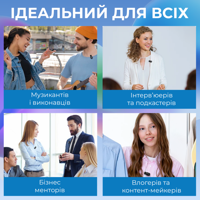 Бездротовий петличний мікрофон BOYA mini-12 Type-C/Lightning Black