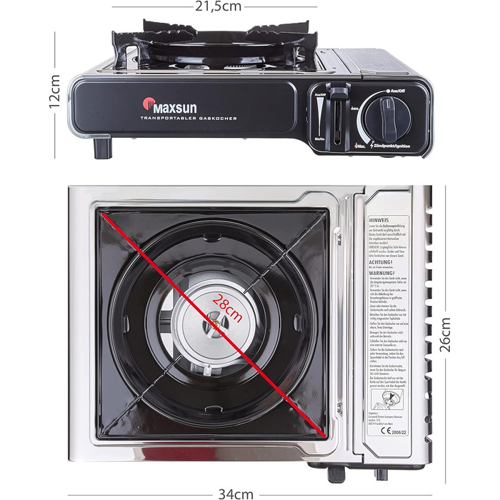 Газовий балонний нагрівач Maxsun з нержавіючої сталі з кейсом