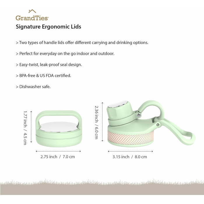 Термопляшка GRANDTIES 946мл з широким горлом та двома кришками - білий слонова кістка | Збереже холодну воду | Для чоловіків та жінок