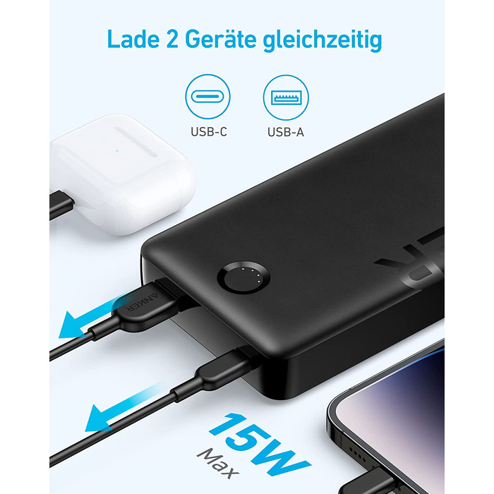 МАг, USB-C, 15 Вт, для iPhone/Galaxy, Чорний, 20K II, Power Bank 20 000