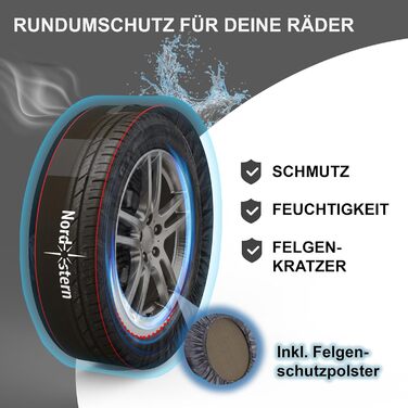 Сумки для зберігання шин Nordstern XXL (набір з 4 шт., з захисними подушками) преміум-якість, для шин та коліс до 23 дюймів