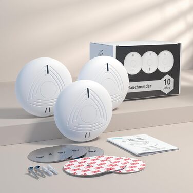 Набір датчиків диму DAYTECH з батареєю на 10 років (6 шт.) з магнітною кріпленням, сертифікат TÜV Rheinland, 85dB, функція тестування/безшумного режиму, для спалень та дитячих кімнат, білий