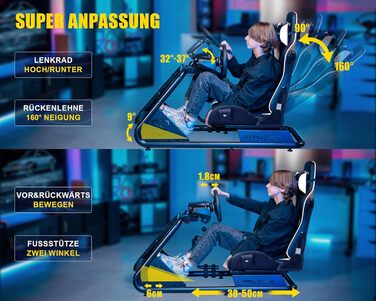 GTPLAYER Симулятор кокпіт для автосимуляторів, стійка для керма та педалей, білий