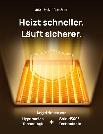 Електричний обігрівач Dreo з термостатом, 1500W, керамічний, тихий, з осциляцією, ECO-режим, таймер 12 годин, захист від перегріву та перекидання, срібний