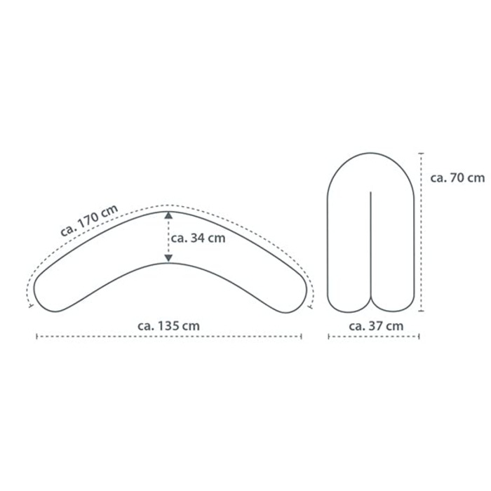 Подушка для вагітних та годування Theraline Dodo, з наповнювачем з перлин, зі знімним чохлом, 170 см, сіра (Sternchen Grau)