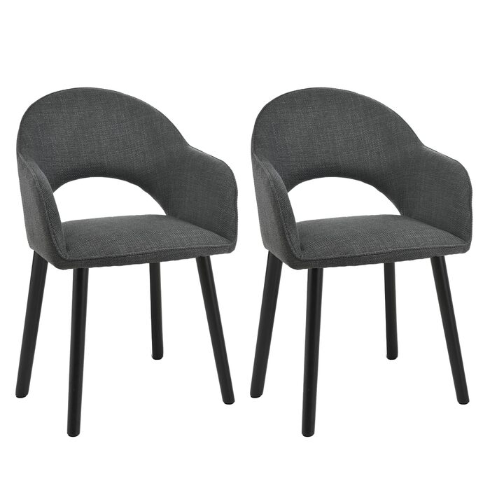 Елегантні кухонні стільці з підлокітниками (2 шт.) - бежевий, дерево, поліестер