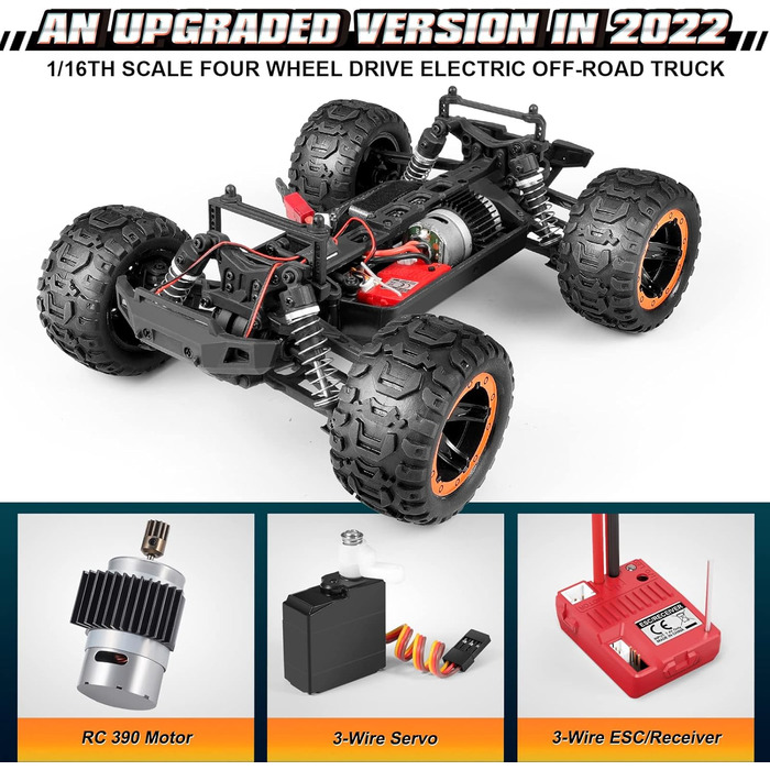 Радіокерований монстр-трак HAIBOXING 1:16, позашляховик 36 км/год, водонепроникний RTR для дітей та дорослих