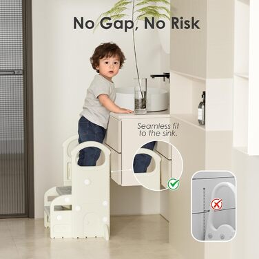 Дитячий тривалий стільчик Hoopyosms з регулюванням висоти, складний, з поручнями, антиковзкий, для ванної та кухні, сірий